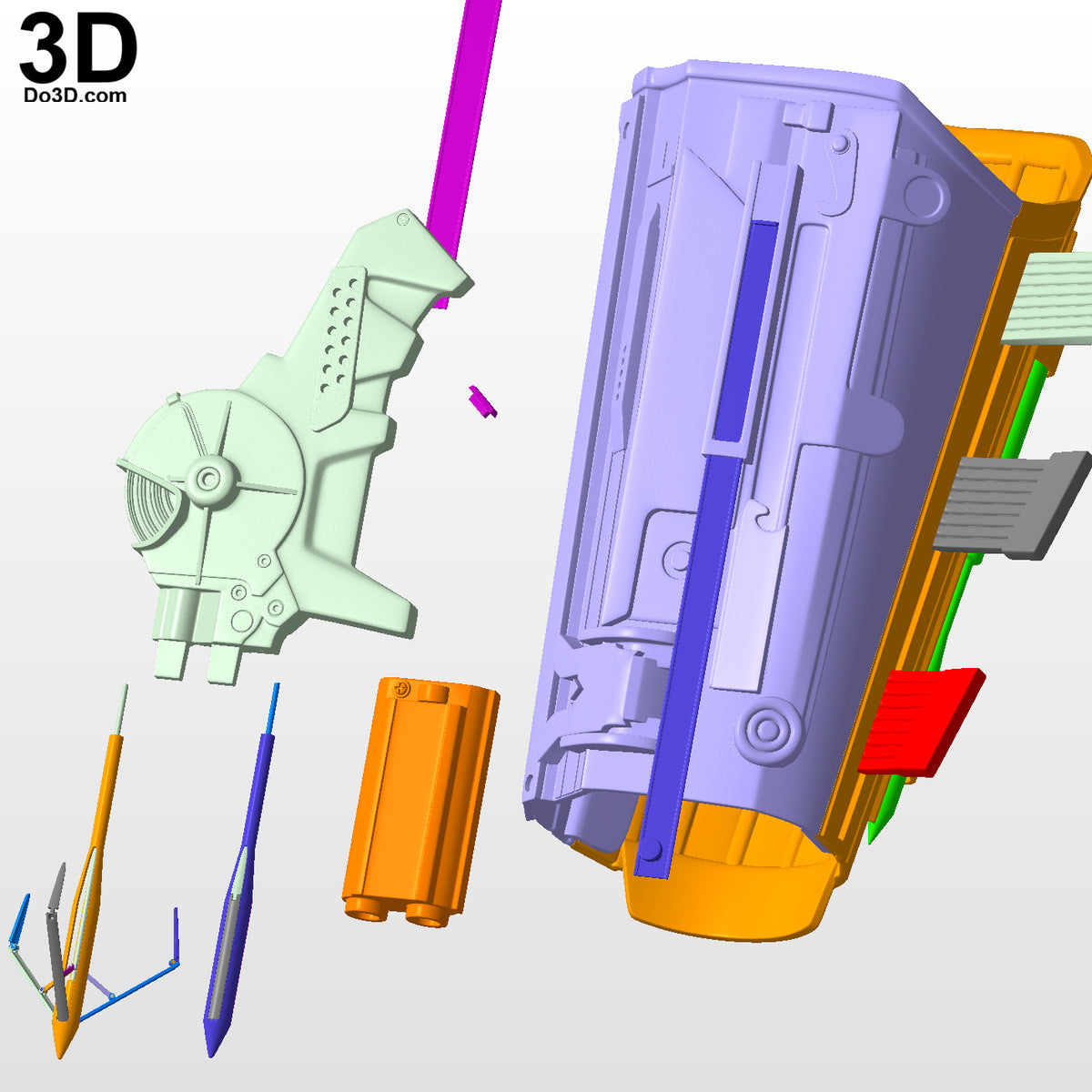Batman Gauntlet with grapple gun with hinges and slider 3D Printable Model #TB71