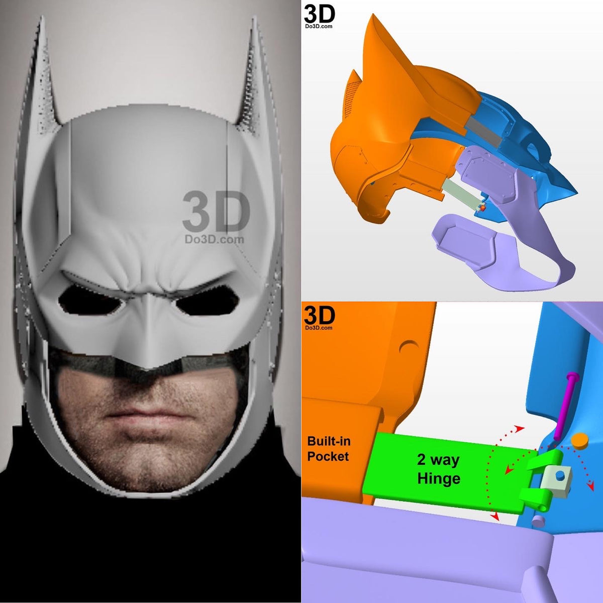 Batman 2022 Concept Helmet Ben Affleck Cowl 3D Printable Model STL File #B25