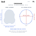 CH59 helmet XL relative scaling reference; measurements in mm and inches; M is original model scale