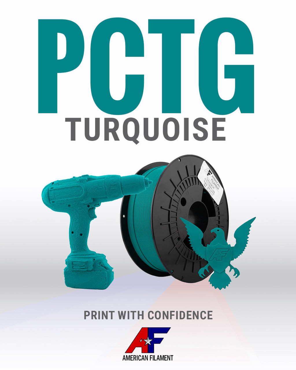 Turquoise AF 1.75mm PCTG Filament Made in the USA!