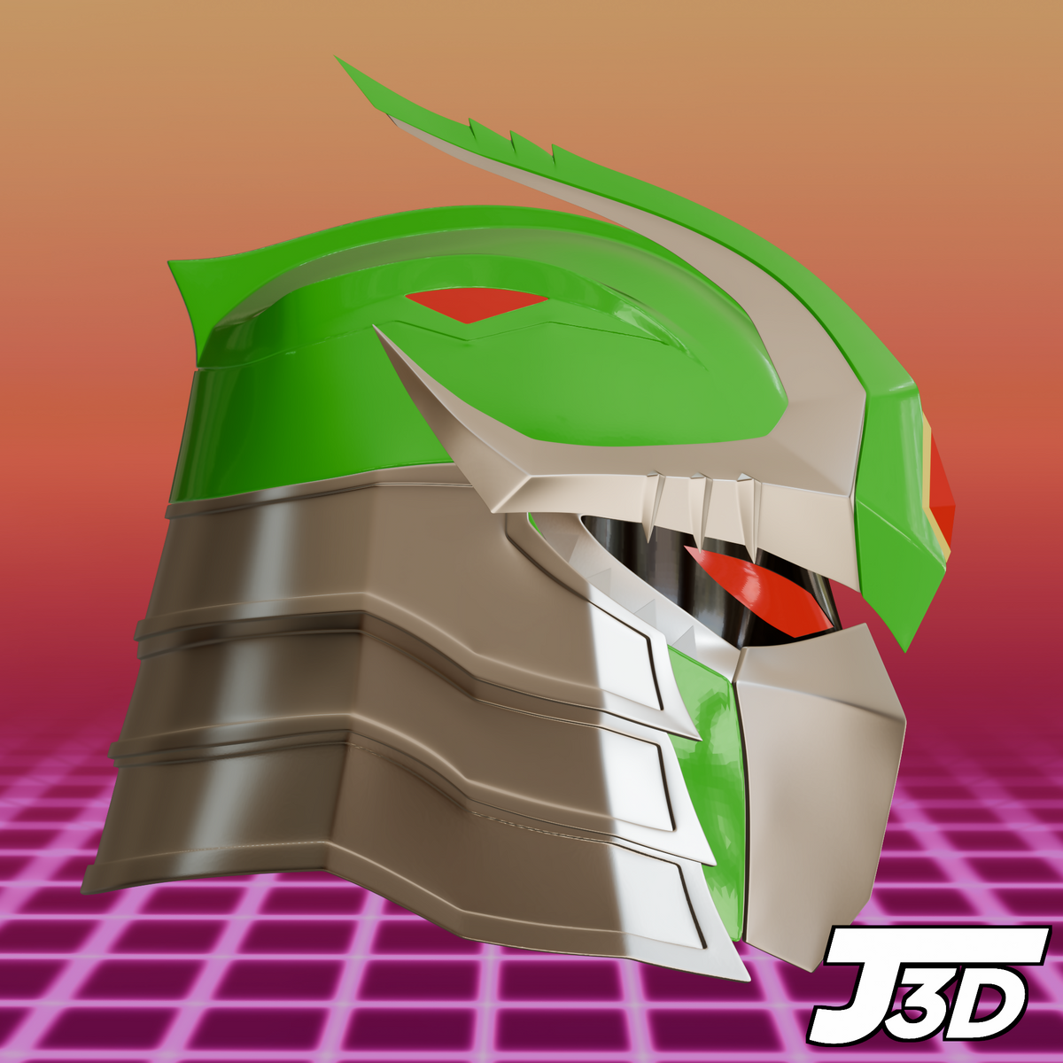 Green Shredder Ranger Helmet - 3D Printable Model
