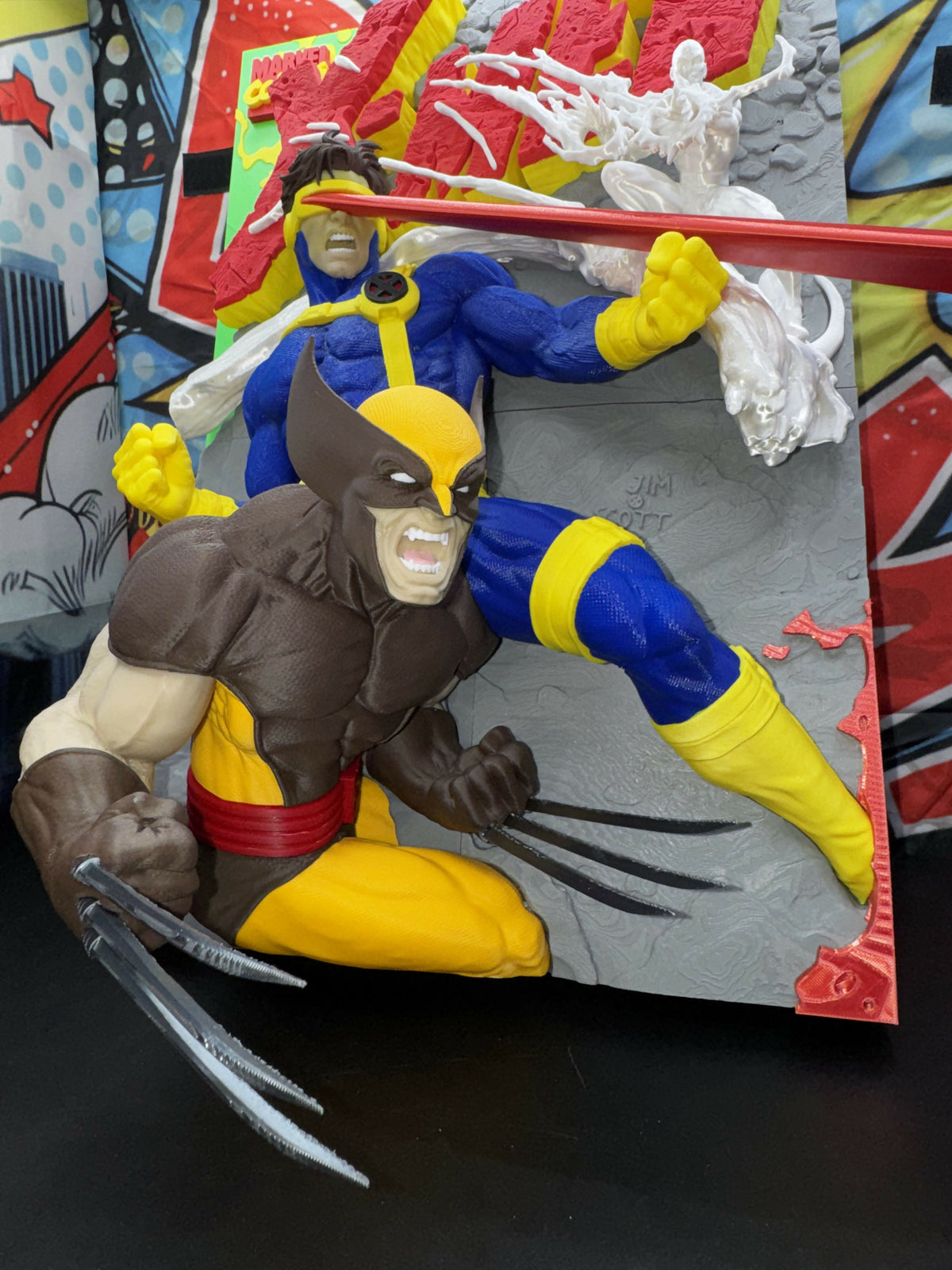 3D Printed Superhero Comic Poster – Clawed Mutant & Laser vision hero Wall Art