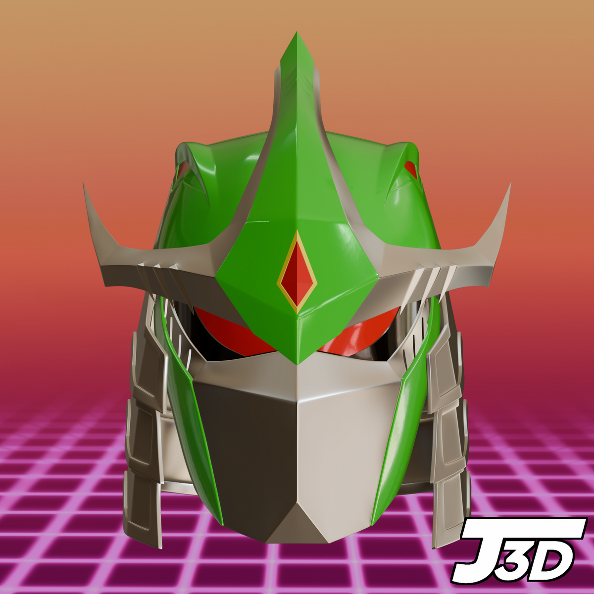 Green Shredder Ranger Helmet - 3D Printable Model