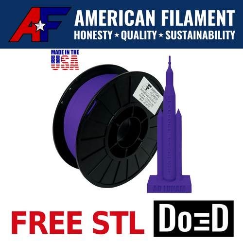 Amethyst Purple AF PLA+ 3D Printer Filament, 1.75 mm Diameter Made in the USA! — FREE STL with Do3D