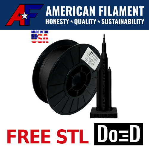 Matte Black AF PLA+ 3D Printer Filament, 1.75 mm Diameter Made in the USA! — FREE STL with Do3D
