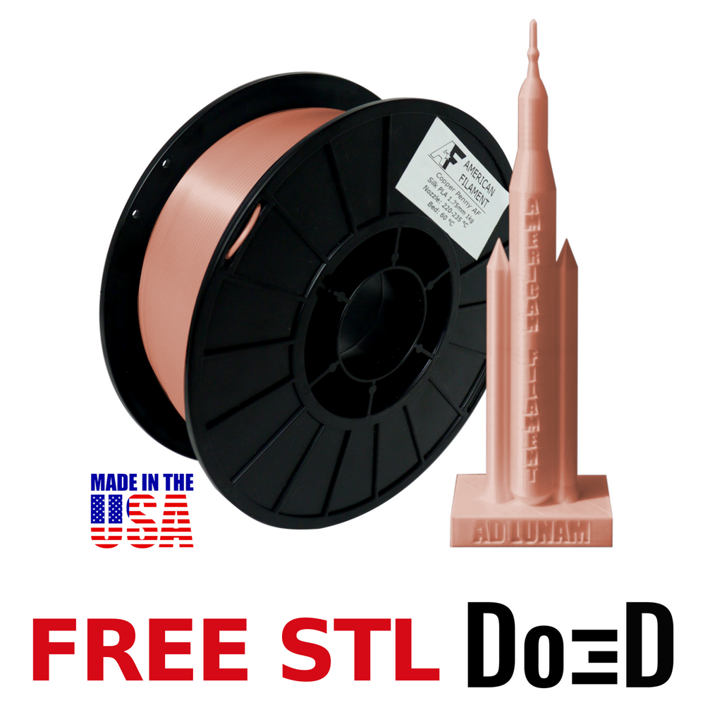 Rose Gold AF Silk PLA 3D Printer Filament, 1.75 mm Diameter, 1 kg Spool — FREE STL with Do3D