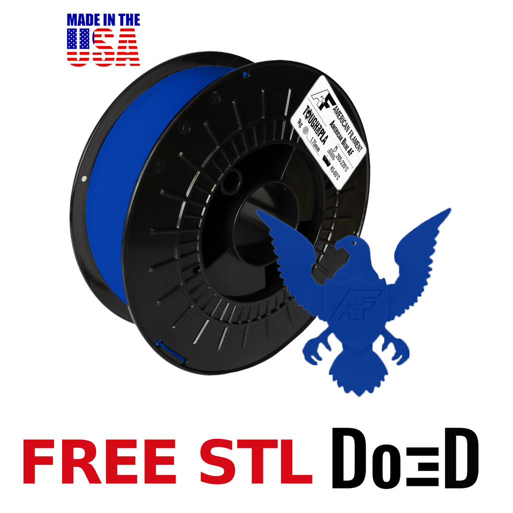 American Blue AF 1.75mm Tough Pro PLA+ Filament Made in the USA! — FREE STL with Do3D