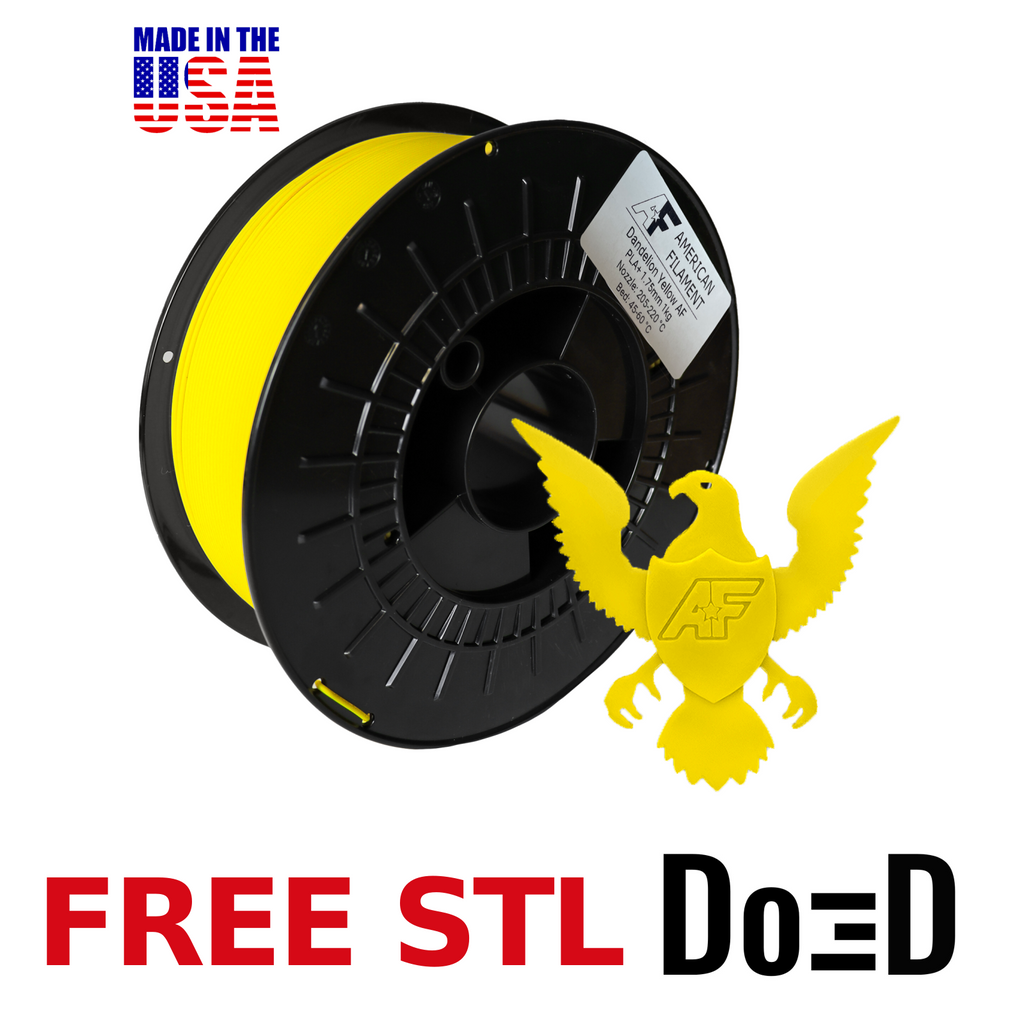 Dandelion Yellow AF PLA+ 3D Printer Filament, 1.75 mm Diameter Made in the USA! — FREE STL with Do3D