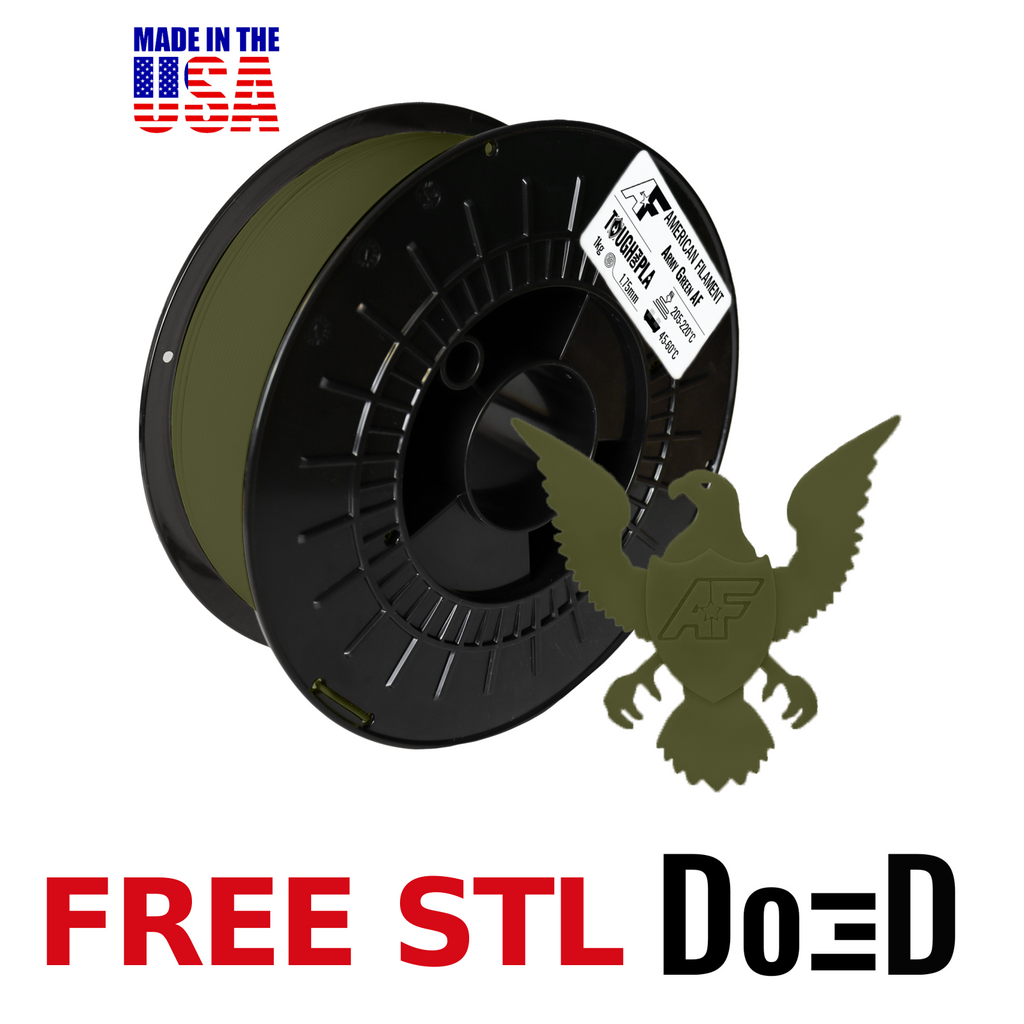 Army Green AF 1.75mm Tough Pro PLA+ Filament Made in the USA! — FREE STL with Do3D