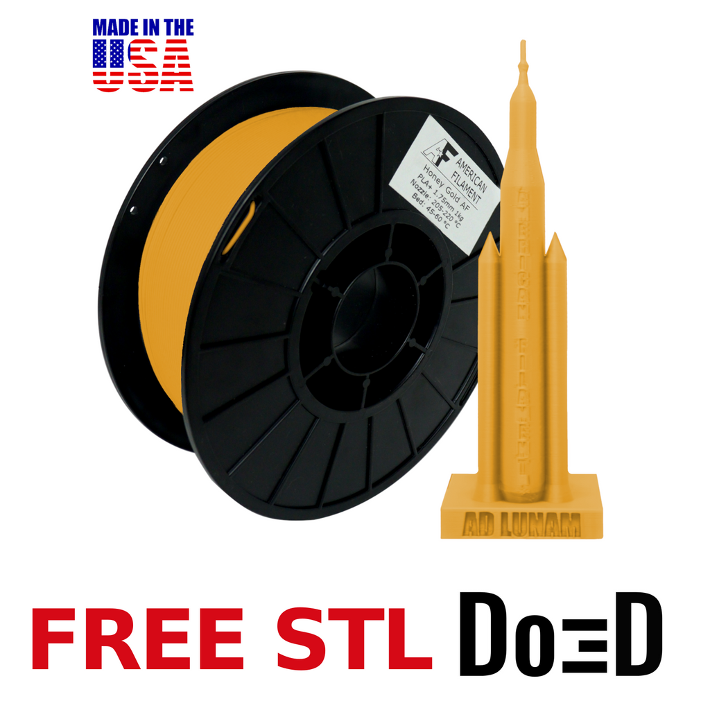 Honey Gold AF PLA+ 3D Printer Filament, 1.75 mm Diameter Made in the USA! — FREE STL with Do3D