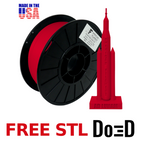 American Red AF PLA+ 3D Printer Filament, 1.75 mm Diameter Made in the USA! — FREE STL with Do3D