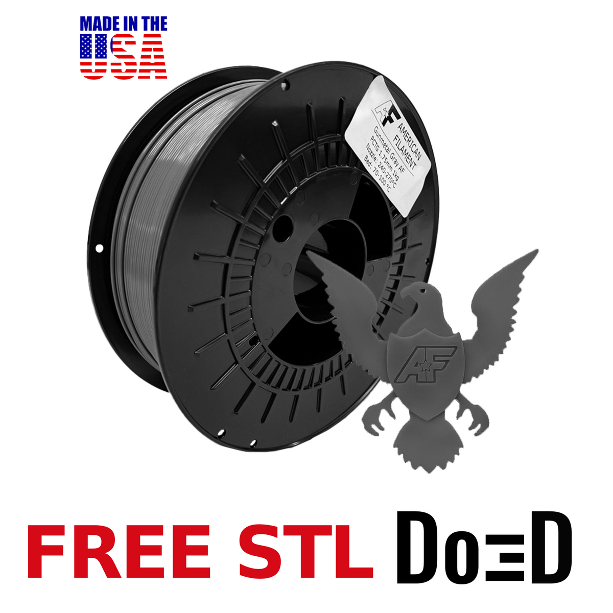 Gunmetal Gray AF 1.75mm PCTG Filament — FREE STL with Do3D