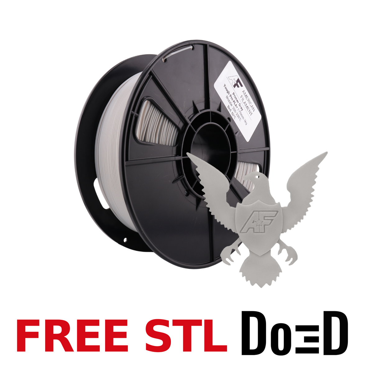 Primer Gray AF 1.75mm Tough Pro PLA+ Filament Made in the USA! — FREE STL with Do3D