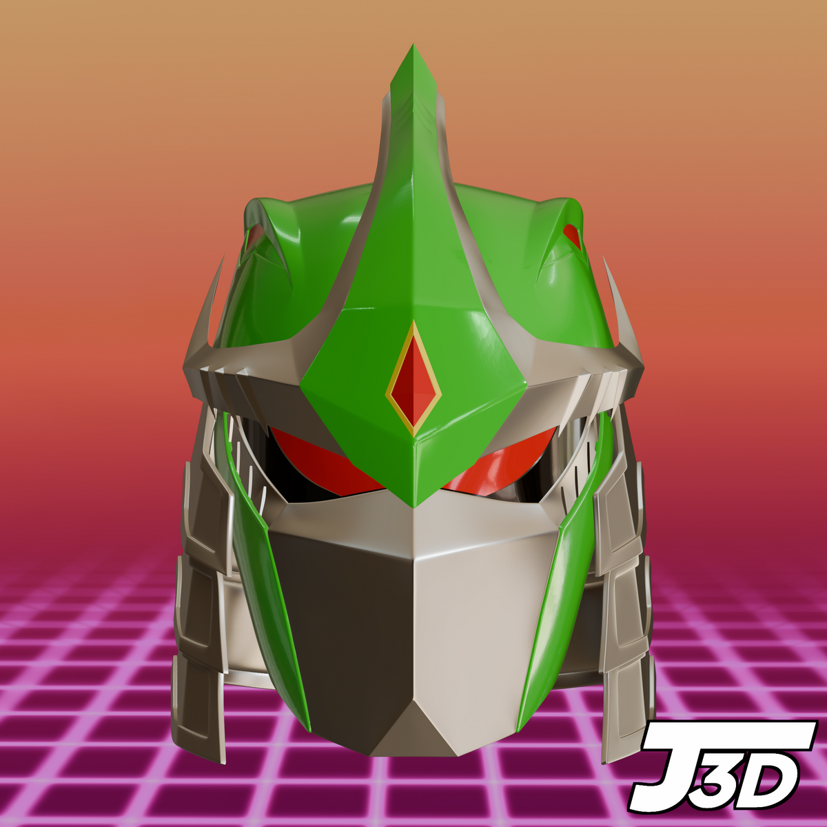 Green Shredder Ranger Helmet - 3D Printable Model