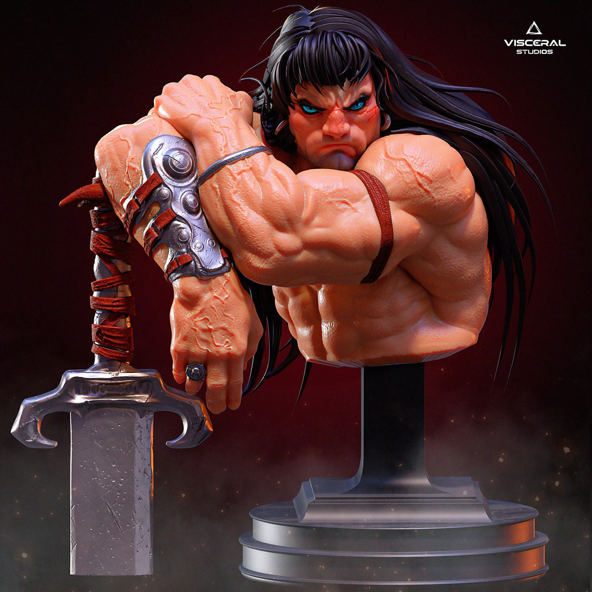 Conan the Barbarian Simon Bisley Inspired Bust STL by Visceral Studios – gallery view 3