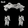 Do3D Adepta Sororitas armor collar, shoulders and boot pair, accurate Blender clay render