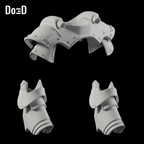 Do3D Adepta Sororitas armor collar, shoulders and boot pair, side view of the same supplied components