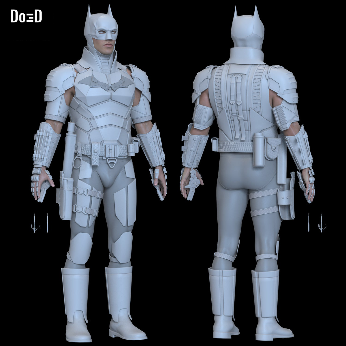 The Batman Full Set Cowl, Armors, Holster, Utility Belt 3D Printable Model #TB69