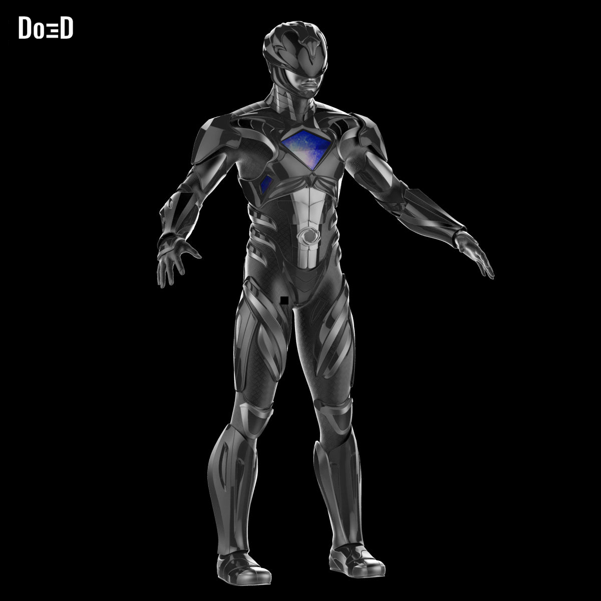 3D Printable Model Black Ranger 2017 Power Rangers Helmet + Full Armor STL #2395