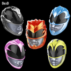 Power Rangers 2017 Red Blue Black Yellow Pink 3D Helmet Model Project #1819
