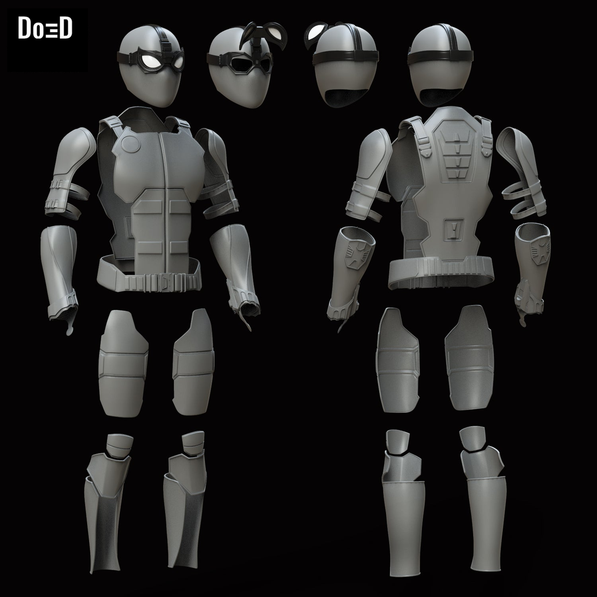 Spider Man Stealth Night Monkey Face Shell + Armor | 3D Printable Model #5996