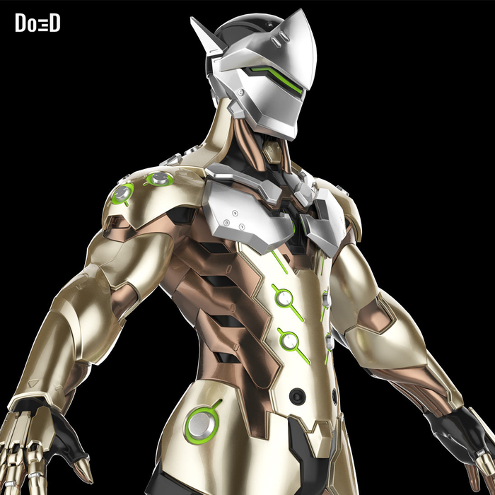 Genji Overwatch Full Body Armor Swords, Helmet, Suit | 3D Model Project #1511