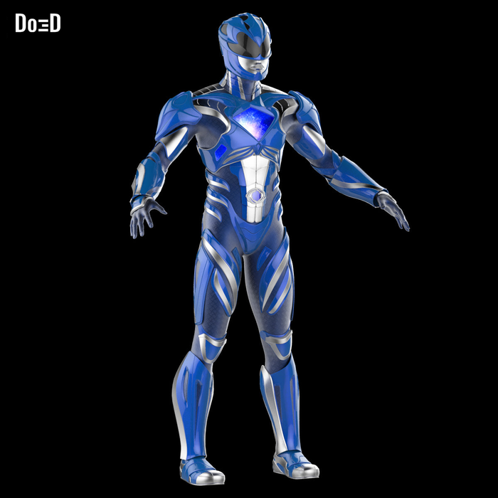 3D Printable Model: Blue Ranger 2017 Power Rangers Helmet + Full Armor STL #N04