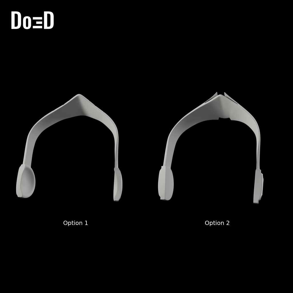 Do3D Ahsoka Tano headpiece, rear views of the same Option 1 and Option 2 designs
