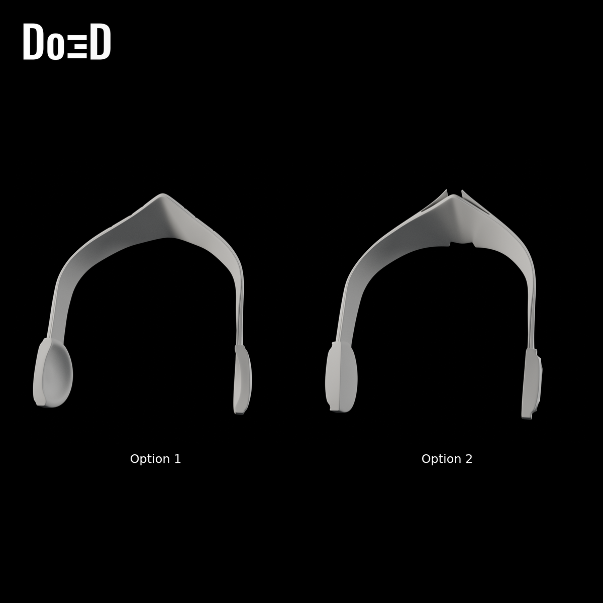 Do3D Ahsoka Tano headpiece, rear views of the same Option 1 and Option 2 designs