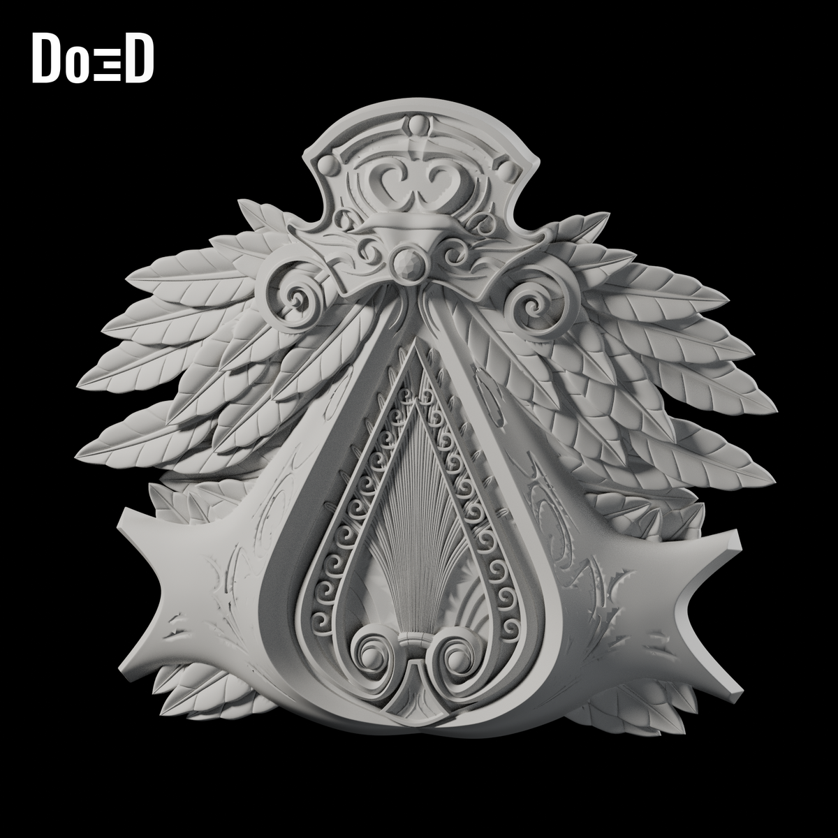 Do3D Assassin's Creed Brotherhood 3705 belt buckle, accurate Blender clay render
