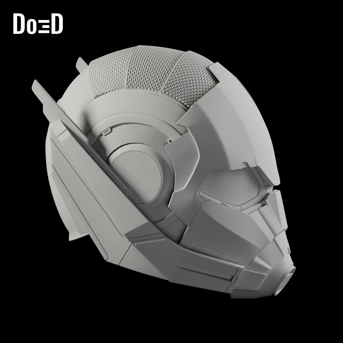 Do3D Ant-Man Civil War helmet, side view of the same updated model
