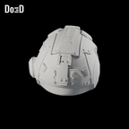 Do3D Anthony Carmine helmet, original model, Blender rendered elevated rear three-quarter view