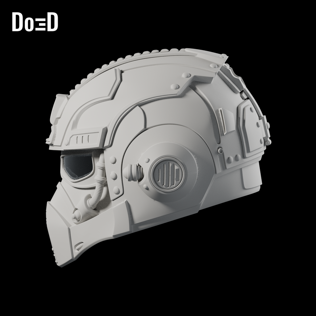Do3D Anthony Carmine helmet, original model, Blender rendered side view