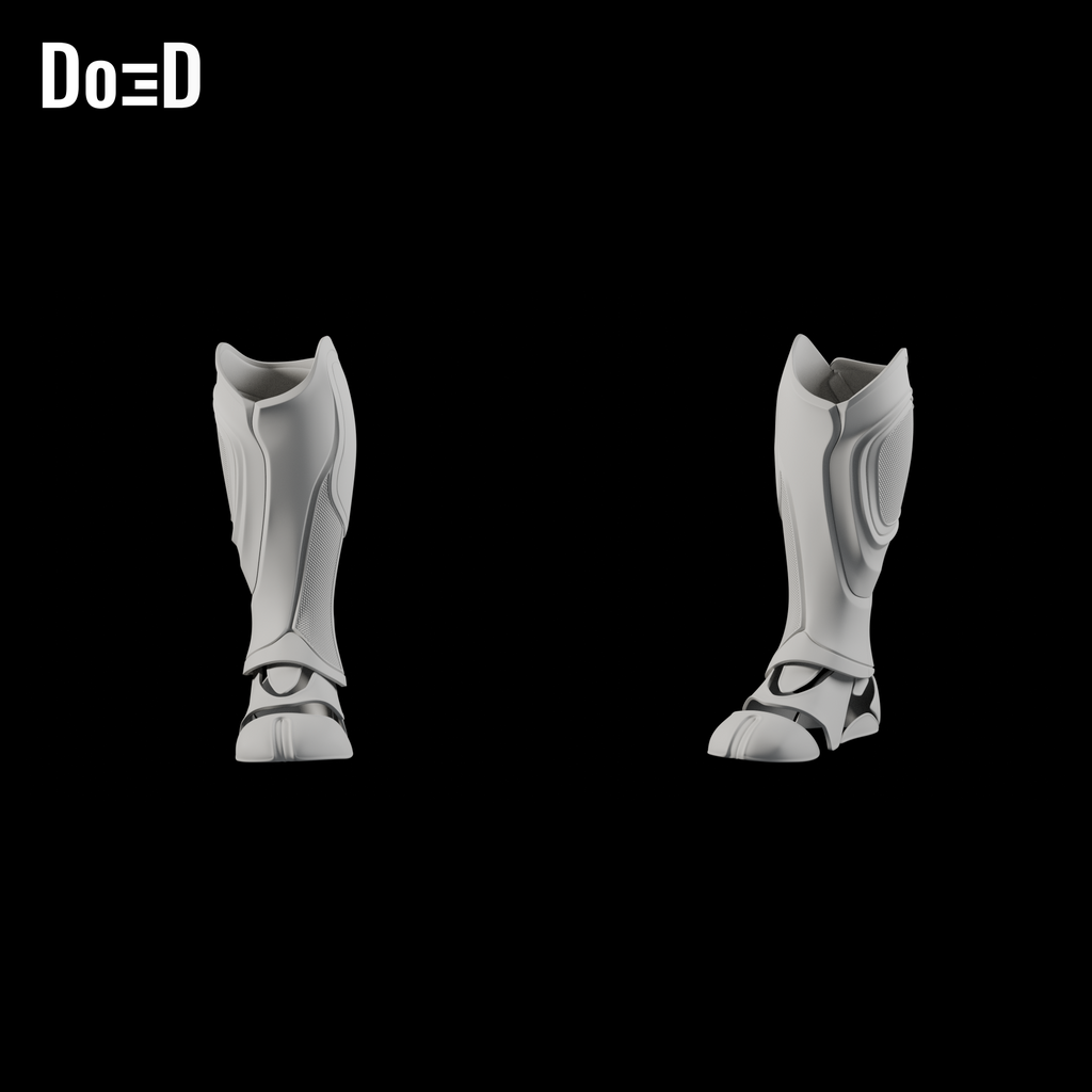 Do3D Beetle B0101 left and right shin calf and foot armor, accurate Blender clay render