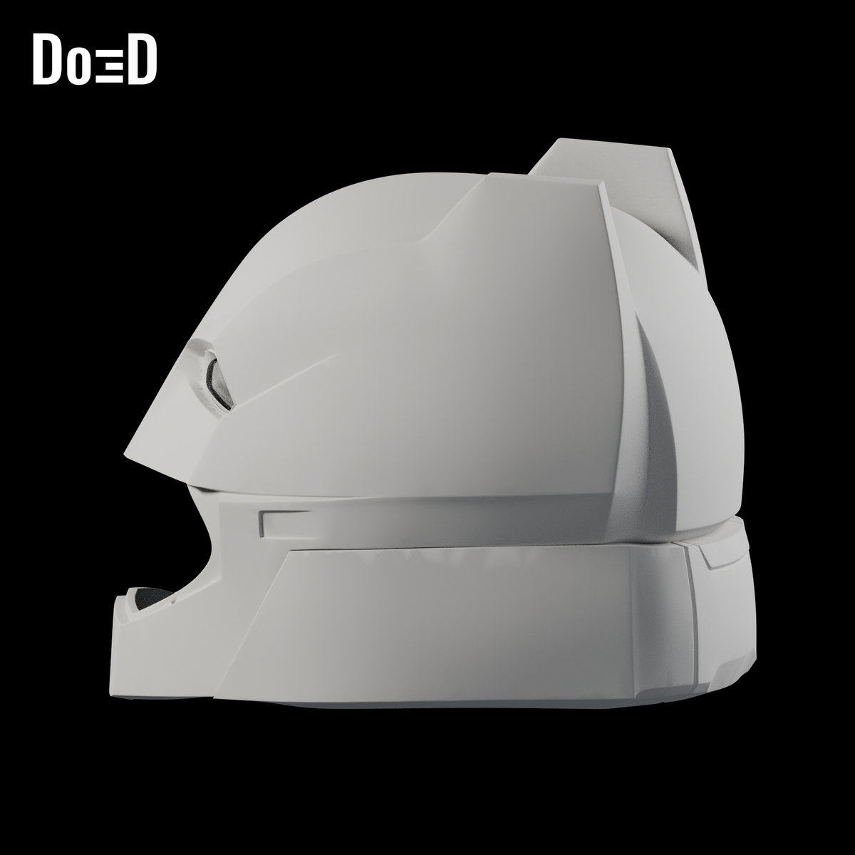 Do3D armored Batman BvS helmet, side view of the same original helmet