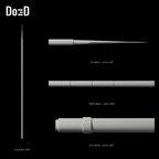 Do3D Mandalorian Beskar costume staff with labeled details of the same staff, side view of the same supplied configuration