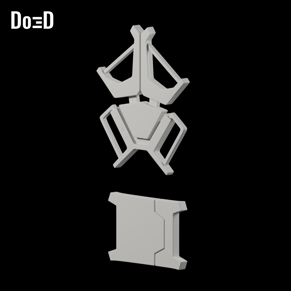 Do3D Captain America Endgame harness and belt buckle components, side view of the same supplied set