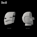 Do3D Crossbones front shell and back shell, side views of the same two original components