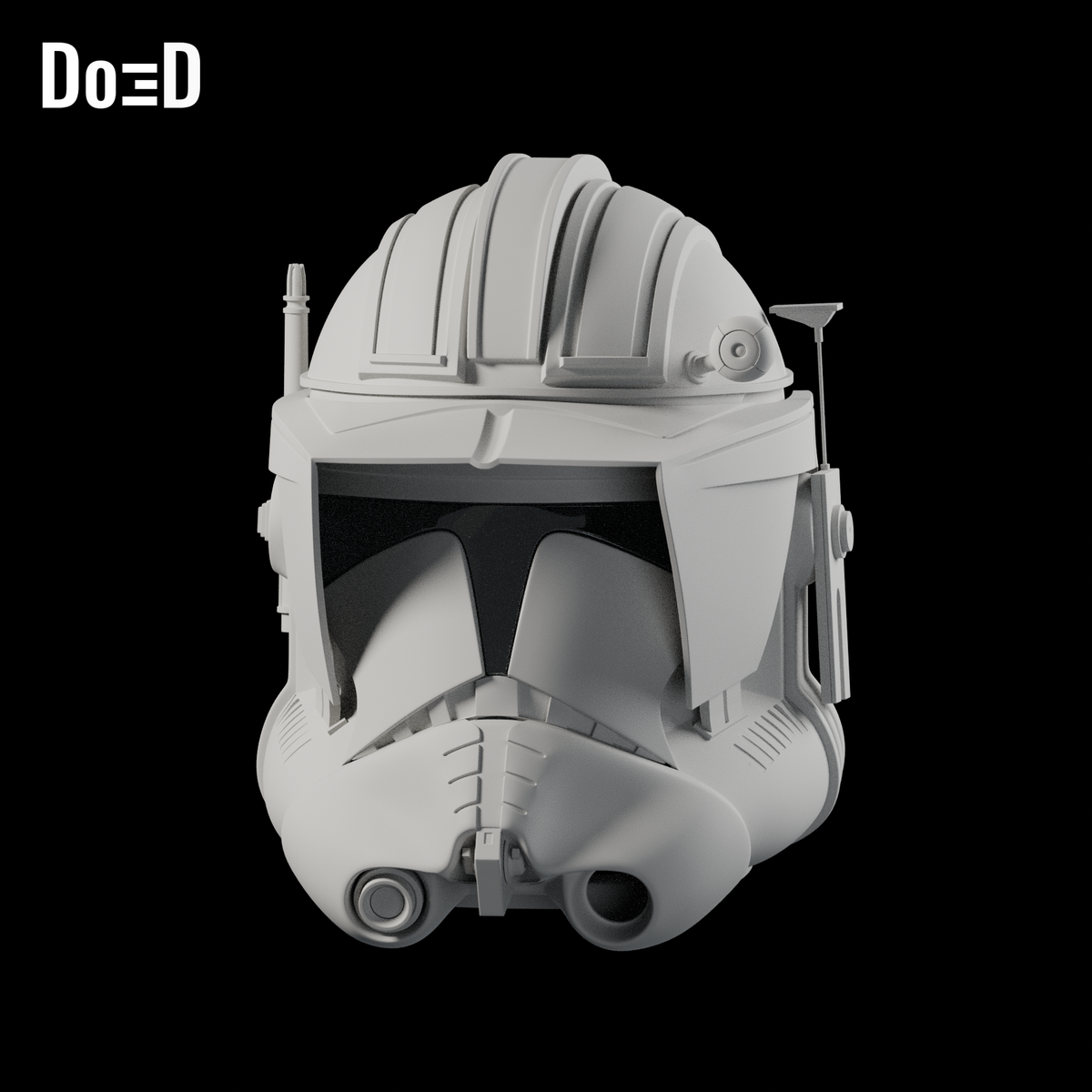 Do3D Commander Cody Helmet Star Wars: The Clone Wars | 3D Model Project #2821; Helmet: front -Y, slight three-quarter, source +Z upright; original model, Blender render