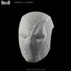 Deadpool 3 faceshell, original default mesh-eye configuration, Blender rendered front view