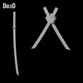 Do3D Deadpool cosmetic katana and crossed back case, accurate Blender clay render