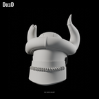 Do3D ESO Nord #1790 helmet, original source pose, rear view in Blender clay