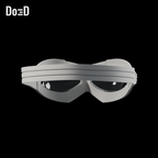 Falcon Goggles #FL441. Goggles: rear / three-quarter. Source-faithful Blender clay render.
