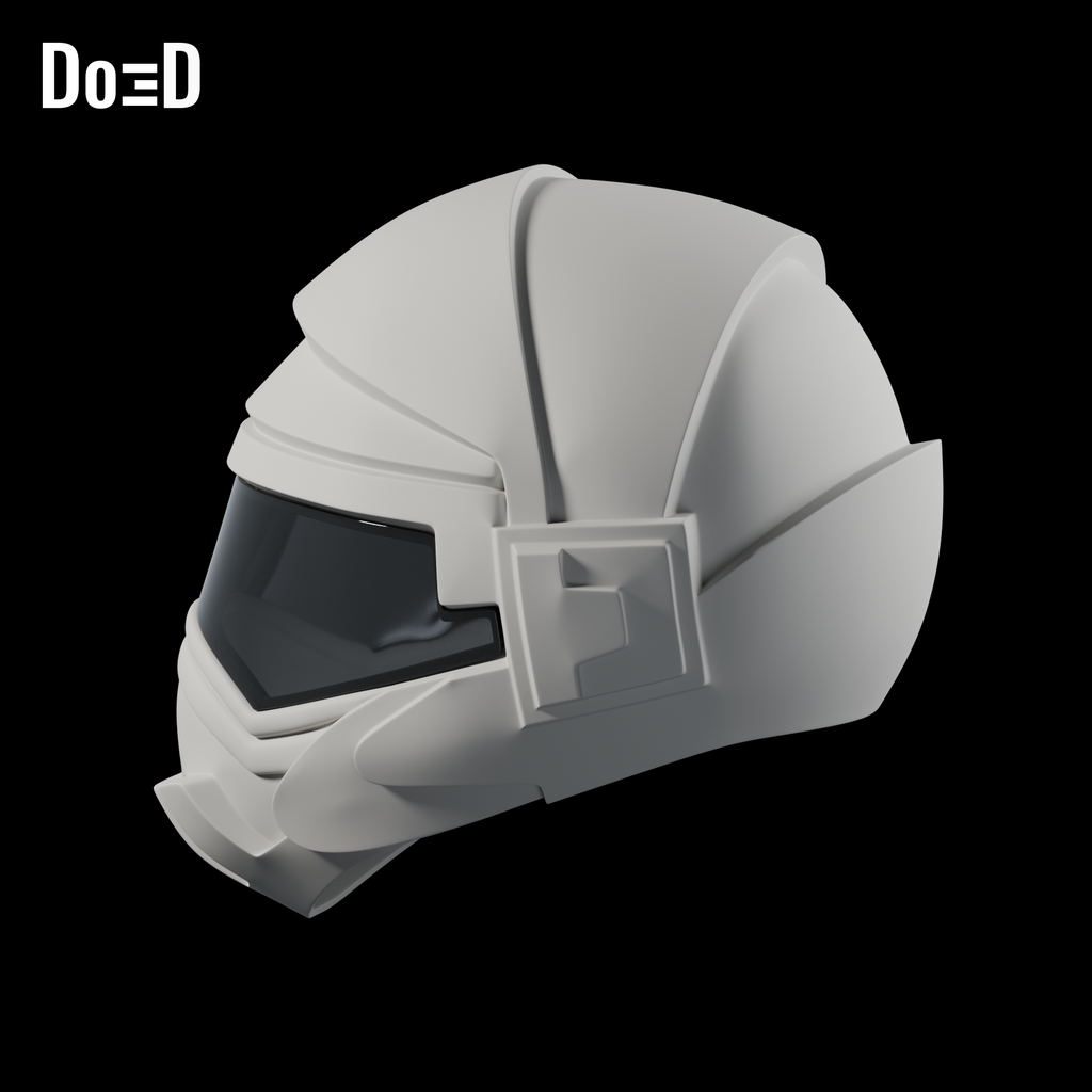 Steel Brigade Trooper helmet from G.I. Joe, side view of the same original helmet with supplied glass visor