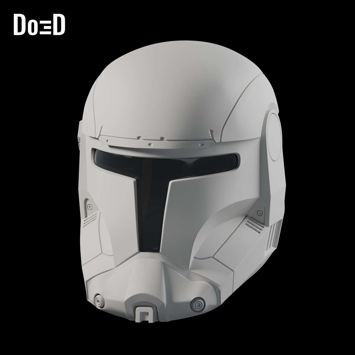 Republic Commando Star Wars helmet, original supplied model with glass visor, Blender rendered front view