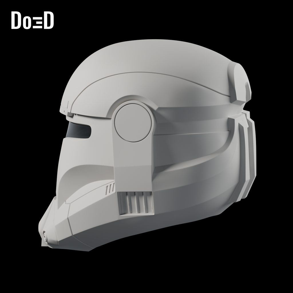 Republic Commando Star Wars helmet, side view of the same original supplied model with glass visor