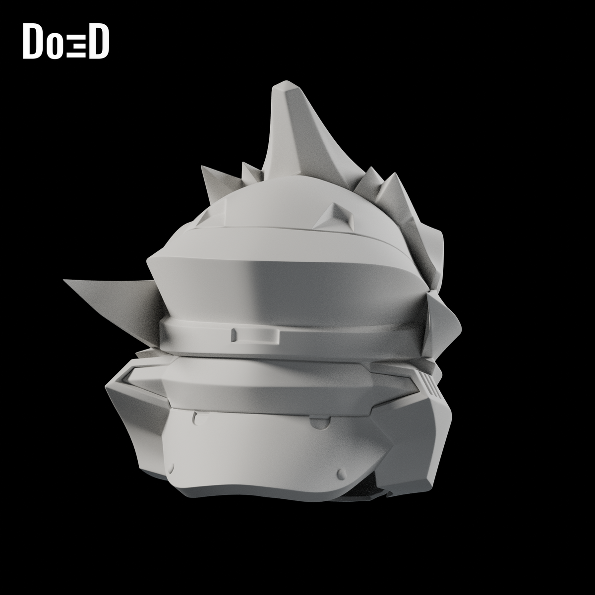 Do3D Halo Hayabusa helmet with glass on the supplied lens, rear view of the same supplied configuration