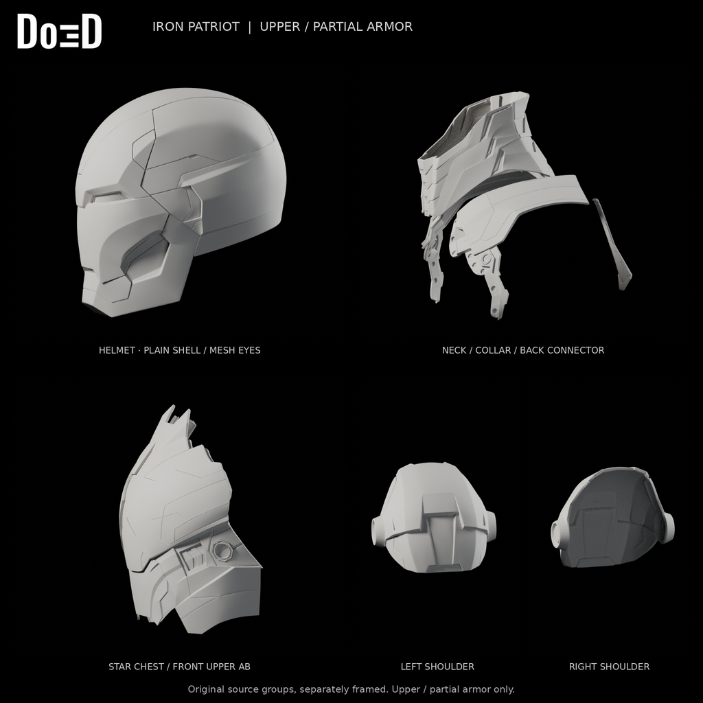 Iron Patriot upper partial armor only, side views of the same original source groups