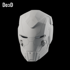 Iron Patriot Endgame Helmet #N36. Helmet: front / three-quarter. Source-faithful Blender clay render.