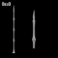 Do3D Iron Spider mechanical leg, full model and enlarged tip detail, accurate Blender clay render